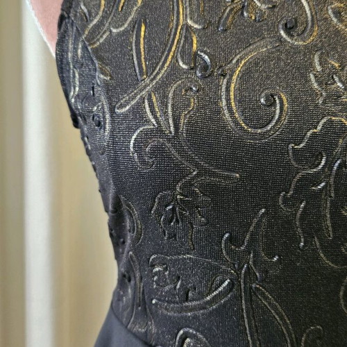 Anel black dress with gold details satin style, new, size M