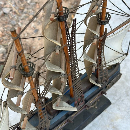 Wooden Constitution sailing ship decoration used with canvas sails