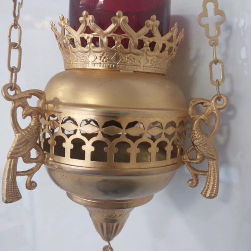 Silver-plated lamp used like new with 50 cm chain and 22 cm lamp hooks