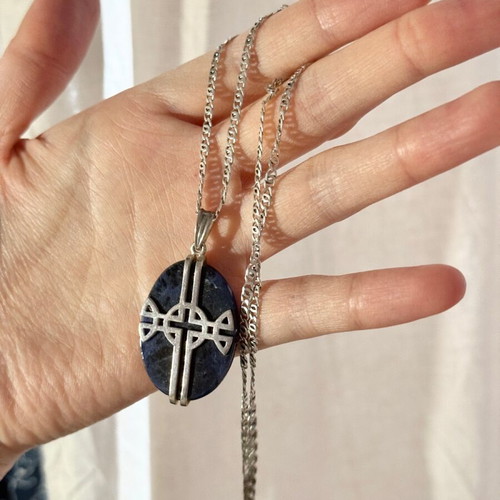 Ilias Lalaounis silver pendant necklace with natural stone, like new