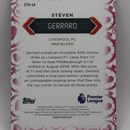 Topps Chrome Premier League 2025-26 Steven Gerrard Liverpool Heartbreaker card like new