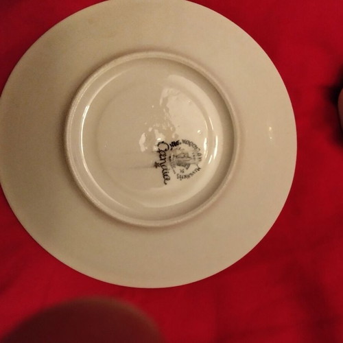 Candia Minoan porcelain coffee cup and saucer set used with floral pattern
