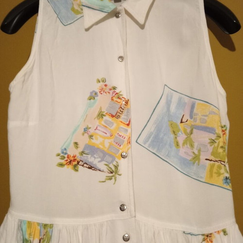Together! vintage early '90s maxi sleeveless dress white multicolor like new