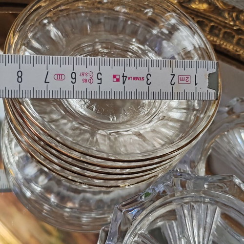 Set of 5 vintage glass plates with gold rim, Made in Tunis
