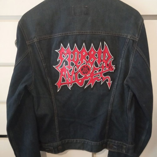 Levi's denim jacket with embroidered Morbid Angel cover, like new, size M
