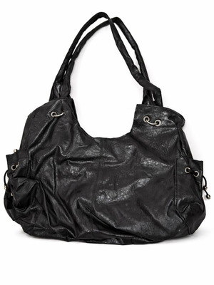 Elegant black shoulder bag with patent leather effect used