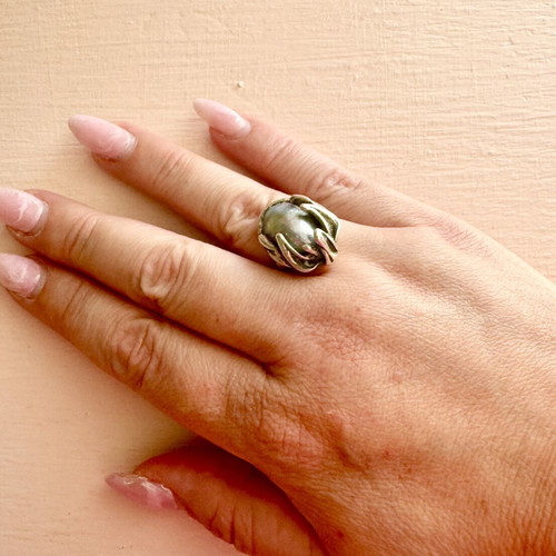 925 Silver Ring with Natural Nautilus Shell Vintage, Like New