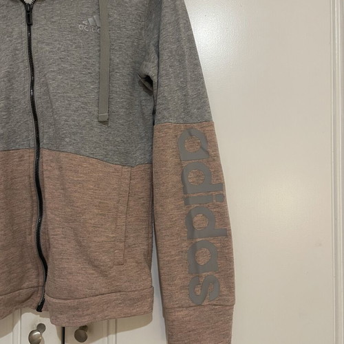 Adidas two-tone sports jacket, grey and pink, size S