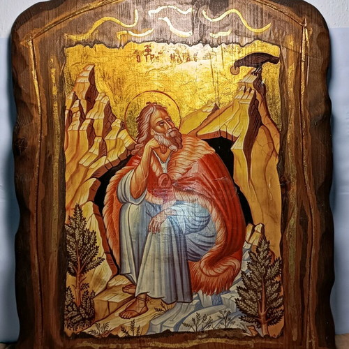 Prophet Elias icon used, on solid wood 50x39