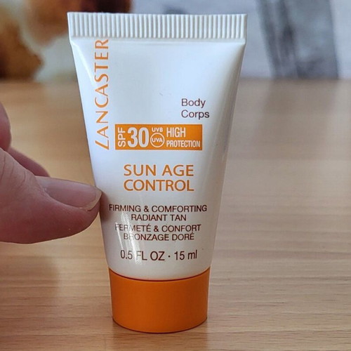Lancaster body sunscreens used, 75ml and 15ml, spf30
