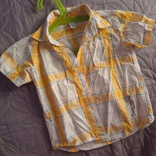 Rovitex Boys' Short-Sleeve Shirt No 3 Like New Yellow Blue Check