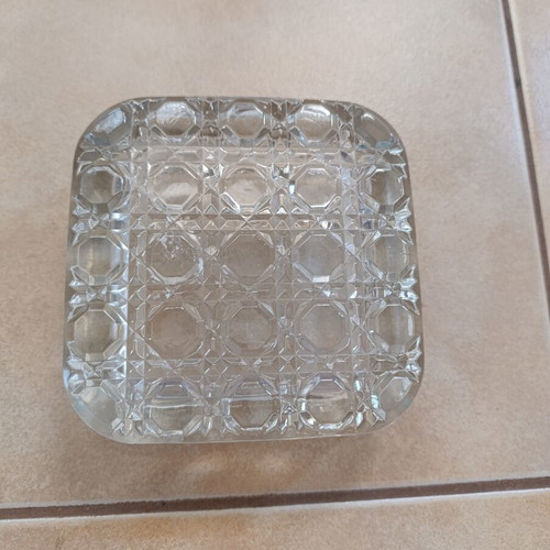 Diamond square crystal ashtray by AVIR like new