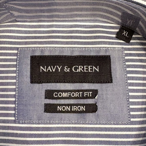 Navy & Green Men’s Striped Shirt XL New