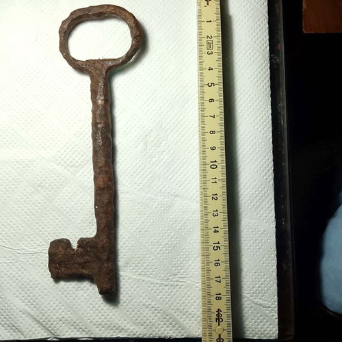 Antique key used, forged, collectible, 18 cm, 1720-1820