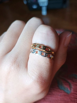 Silver S925 rings pair with chain effect new