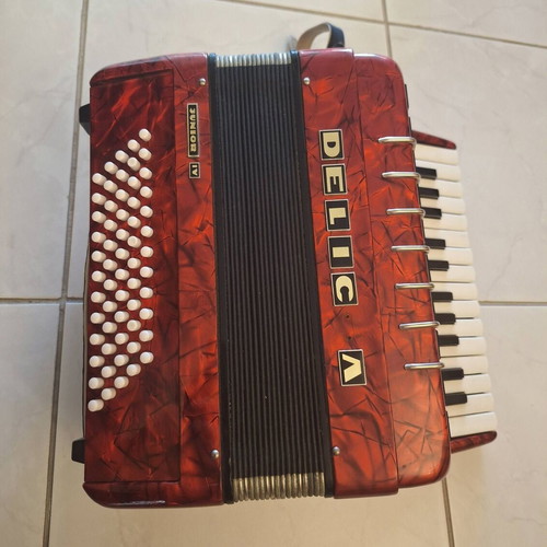 Delicia Junior IV Accordion like new, 60 bass, red pearloid
