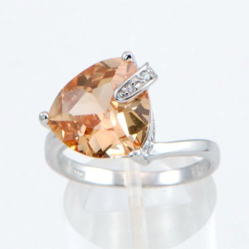 Orange Citrine fashion silver 925 platinum plated ring new