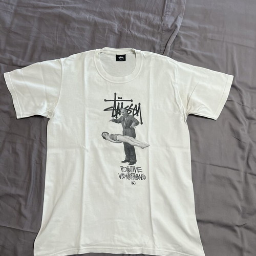 Stussy Positive Vibration Tee like new, oversized fit, white and grey, size M