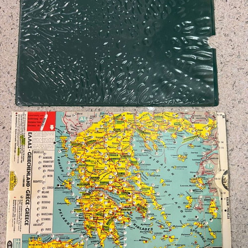 Vintage Greece Road Map used from the 70s