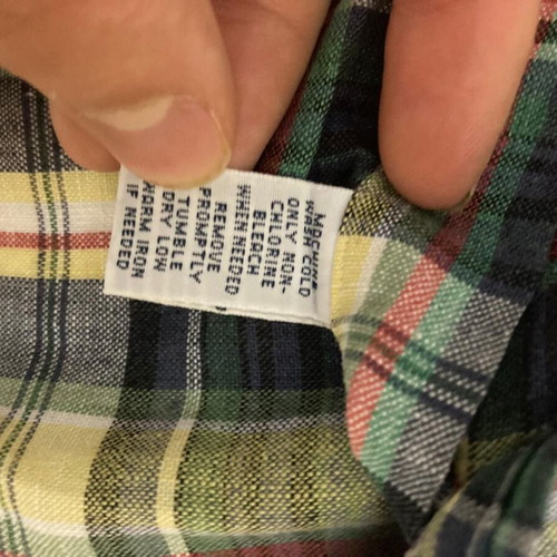 Ralph Lauren Oxford shirt, custom fit, green plaid, dark blue pony, size S