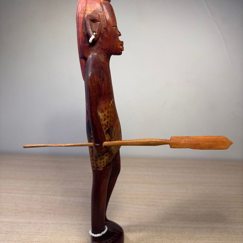 Handmade Maasai couple used, vintage art figures from Kenya 30 cm