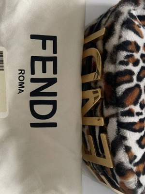 Fendigraphy τσάντα ώμου, λεοπάρ μοτίβο, δέρμα, χρυσά στοιχεία