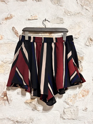 PrettyLittleThing Striped High-Waisted Shorts Burgundy Black Size 12