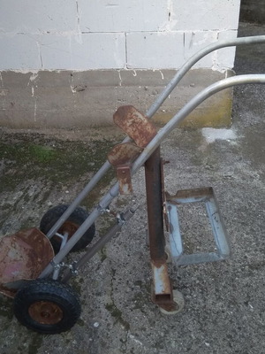Bottle transport cart used with holder for welding and electrodes
