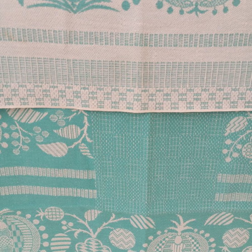 Woven bedspread 1.35 x 1.95m, turquoise floral design