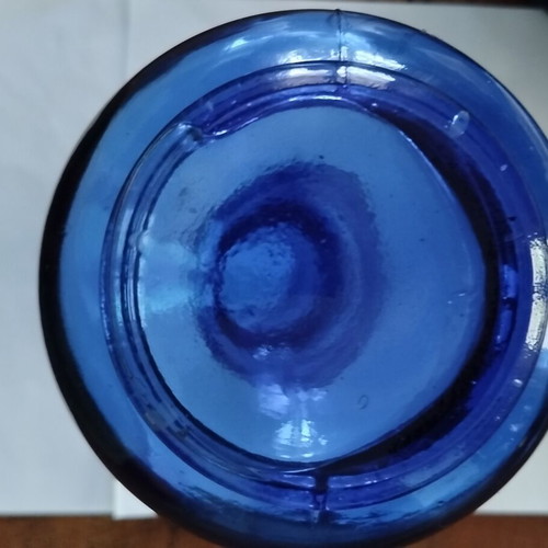 Vintage hand-blown cobalt blue glass bottle like new