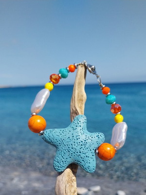 Starfish lava bracelet new, water resistant with steel clasp