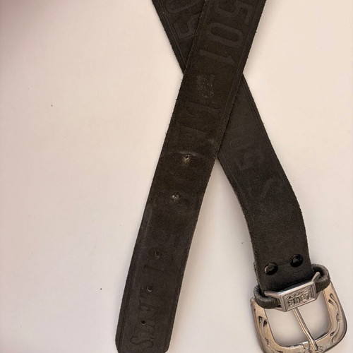 Levi's 501 vintage leather belt used, black with silver buckle