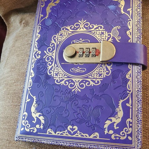 Purple A5 Notebook with Combination Lock and Gold Embossed Cover