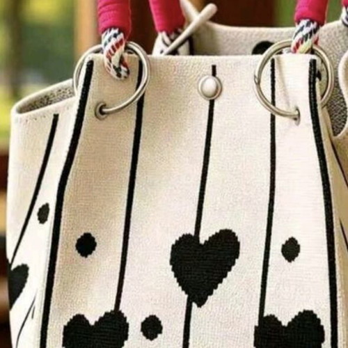 Tote handbag black and white, new with long strap gift