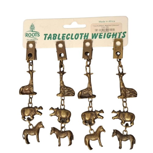 Tablecloth weights set of 4 Roots of Creation new, African wildlife