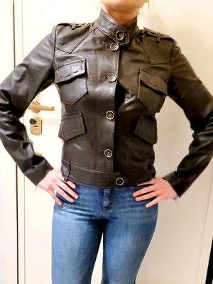 Soft leather jacket used, brown, size Medium, made in Italy