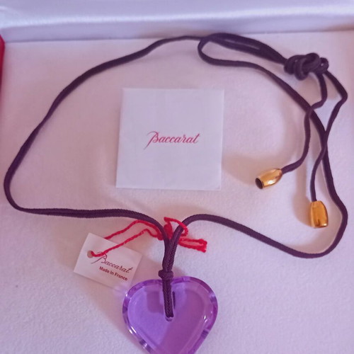 Baccarat Heart Necklace new, purple crystal, French made