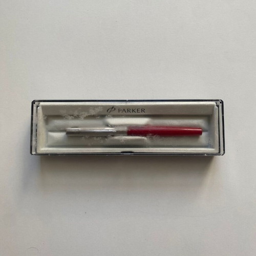 Parker Jotter Red Fountain Pen New in Box with Stainless Steel Cap