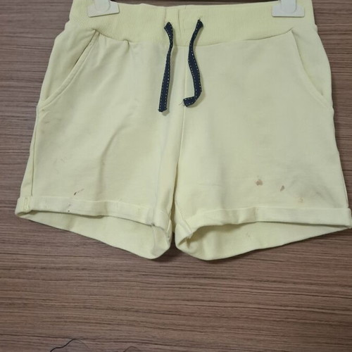Girls' cotton shorts used, lemon yellow, size 140 cm, age 10