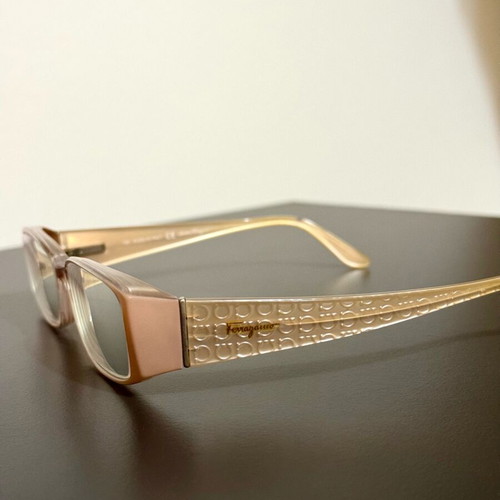 Salvatore Ferragamo glasses frame like new, beige and gold