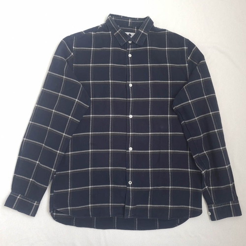 No Nationality men's flannel shirt size L used, blue, checked, thick
