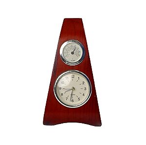 Ξύλινο Επιτραπέζιο Ρολόι Με Θερμόμετρο