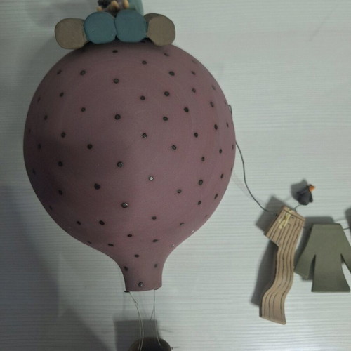 Ceramic wall decoration with hot air balloons used, handmade style