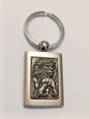 Steel lion keychain unused