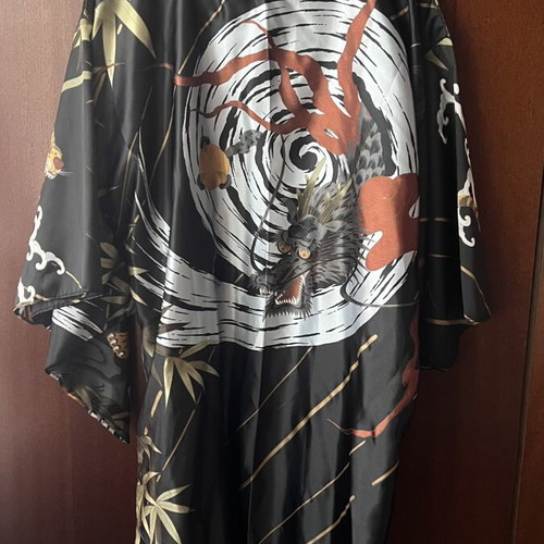 Ichiban Japanese satin kimono with dragon and tiger print