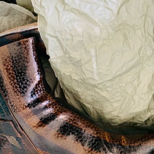 Emporio Armani ankle boots used, animal print patent leather size 38