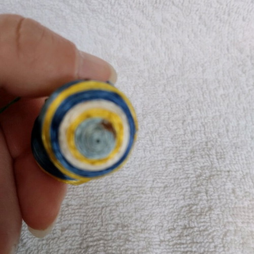 Clip-on earrings used, blue and yellow