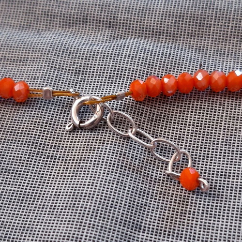 Delphine silver 925 necklace with coral crystals, handmade