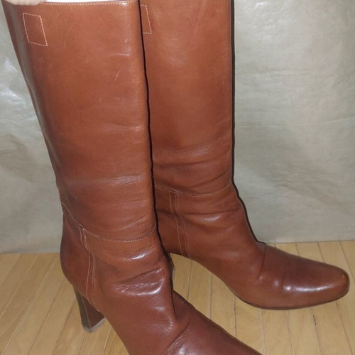 Miu Miu boots like new, tan leather mid-calf size 37.5