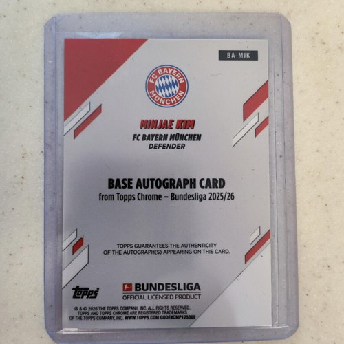 Topps Chrome Bundesliga Kim Minjae autograph card 5/5